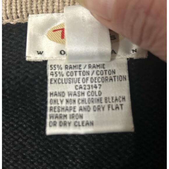 Vintage Talbot Black Tan Beaded Embroidered Handbag Cardigan Ugly Sweater 1X - Picture 9 of 9